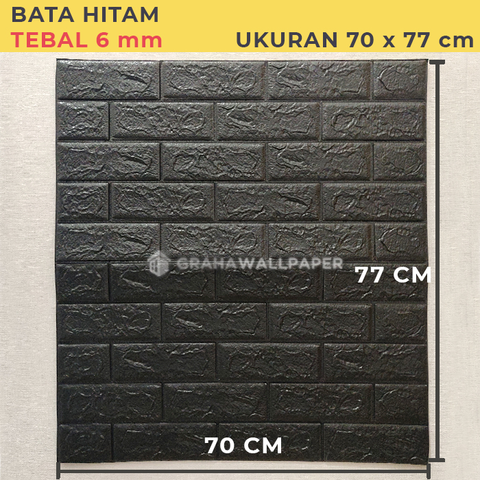 WALLPAPER DINDING 3D BATA HITAM 6MM